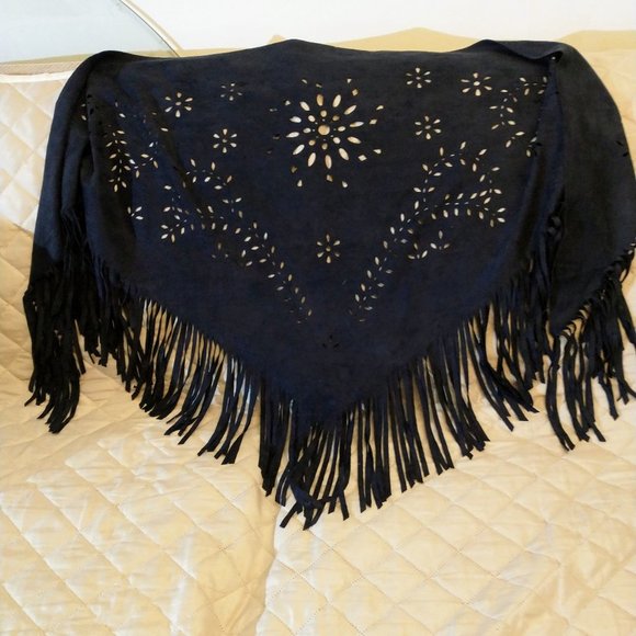 Cutwork Shawl/Wrap-Skirt Convertible with Fringe. - Picture 1 of 1